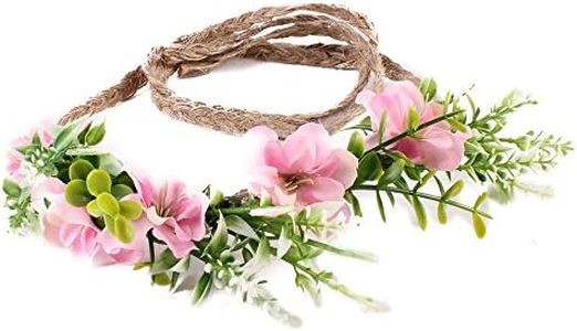Ever Fairy couronne fleur bandeau bébé fille enfant en bas âge feuille verte feuille couronne florale couronne (rose)