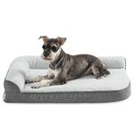 Lesure Medium Dog Bed Washable - Orthopedic Dog Sofa Bed with Waterproof Removable Cover, Small Pet Beds for Puppy with L-Shape Bolster, Grey Squre Pet Bed Fits up to 18kg, 76x51x15cm