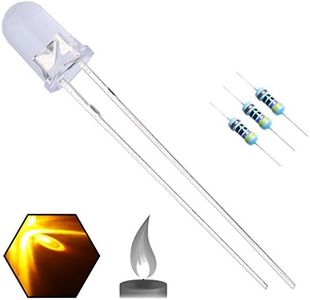 EDGELEC 100pcs 5mm Yellow Flicker Flickering LED Diodes Candle Flicking Lights Clear Round Lens 29mm Long Lead DC 2V Light Emitting Diode Lamp Bulb +100pcs Resistors (470ohm for DC 6-12V) Included