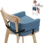 ROYALAY Toddler Booster Seat for Dining Table, Adjustable Height Booster Seat Pad for Kids Chair, 5.3inch Portable Booster Cushion with Straps, Travel Booster Seats for Baby Child Boys Girls(Blue)