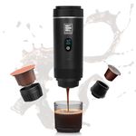 EVERANGE Portable Electric Espresso Machine, Travel Coffee Maker for Camping, Car, RV & Hiking, Self-Heating with Type-C, Compatible with Ground Coffee & NS Capsules (Black with LCD Screen)