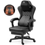 Vigosit Gaming Chair with Heated Massage Lumbar Support, Ergonomic Gaming Computer Chair with Pocket Spring Cushion and Footrest, Recliner High Back PC Chair for Adult, 330lbs, Black