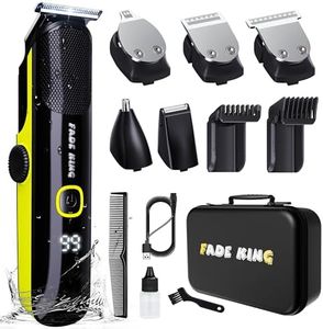 FADEKING Beard Trimmer for Men, Professional Hair Trimmer, Waterproof Electric Beard Trimmer Razor for Nose, Body, Face & Mustache, Cordless Hair Clippers, Grooming Gifts for Men (Yellow)