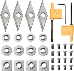 Diraeen 35Pcs Tungsten Carbide Cutters Inserts Set,Lathe Tools for Wood Lathe Turning Tools,Supplied with Screws and Screwdriver