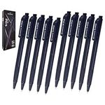 RADIUS Tri Click Retractable Ballpoint Pens, BLACK, Fine Point (0.7mm), Pack of 10, Triangular Grip, School Office Home Hospital Doctor Nurse Use