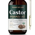 Castor Oil by Plant of Life - USDA Organic, 100% Pure, Cold-Pressed, Hexane-Free - Strengthen, Repair for Hair, Eyebrow, Eyelash - (2oz (60mL))