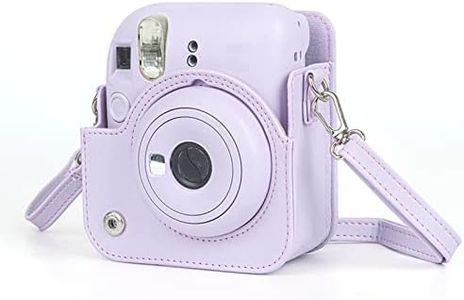 Mini Camera Protective Case for Fujifilm Instax Mini 12, PU Mini Instant Camera Bag with Versatile Strap, Instant Camera Case for Instax Mini 12 Instant Camera (Iris Purple)