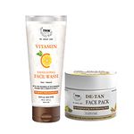 TNW-The Natural Wash De-Tan Face Pack & Vitamin C Exfoliating Face Wash for Glowing Skin | Skincare Combo for Removing Tanning & Pigmentation