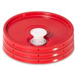 Meranti 5 Gallon Pail Lid with Pour Spout and Gasket | fits 3.5, 5, 6, 7 gallon buckets (3 Pack, Red)