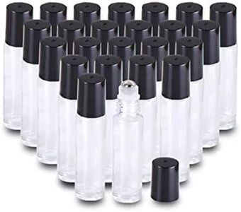 25PCS 10ml Clear THICK Essential Oil glass bottle Roller Bottles Steel Ball Roll on Bottle (3XDropper,1XBall Opener,2XFunnel)