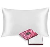 100% Mulberry Silk Pillowcase for Hair and Skin Health, Hidden Zipper, 22 Momme, Both Sides Smooth, Breathable and Natural, Machine Washable, Sleep Mantra (Standard, Pure White)