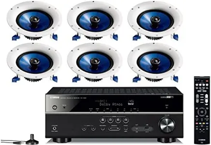 Yamaha 7.2-Channel Wireless Bluetooth 4K Network A/V Wi-Fi Home Theater Receiver + Yamaha High-Performance Moisture Resistant 2-Way 8" 140 watt Surround Sound in-Ceiling Speaker System (Set of 6)