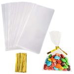 Cellophane Treat Bags, 5x7 Inches Cookie Bags With Twist Ties,Clear Cello Treat Bags for Candy,100 Pcs Party Favor Bags