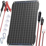 Voltset 30W Solar Panel Car Battery Charger, 12V ETFE Portable Waterproof Solar Power Trickle Battery Charger & Maintainer for Car, Boat, RV, and Motorcycles with Cigarette Lighter & Alligator Clips