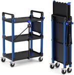 WORKPRO Heavy Duty 3-Tier Utility Cart, 450 LBS Folding Cart with Wheels