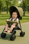 TOBY Light Weight Foldable Comfort Baby Stroller in Camouflage Print with Canopy & Smooth Wheels & Safety Harness | Compact Travel Pram for Baby