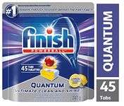 Finish Power Ball Quantum dishwasher detergent pods, Powers through toughest messes the 1st time, For Shine & Deep Clean, Lemon Sparkle, 45 Tabs