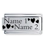 Superlink Custom Made Family/Lovers/Friends Etched Italian Charm - Any Two Names - fits all 9mm Italian Style Charm Bracelets