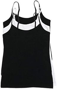 Felina Womens Cotton Modal Camisole, Adjustable Cotton Tank Top 3-Pack Black White