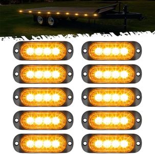 Partsam 10Pcs 3.4 inch Aluminum Housing Amber LED Clearance Side Marker Lights, Surface Mount Marker Lights for Trailer Pickup Truck Tractor Van RV Camper Motorhome,IP67 Waterproof
