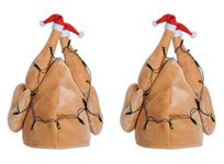 Plush Light-Up Christmas Turkey Hat Pack of 2