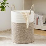 YOUDENOVA Jute Rope Laundry Hamper Basket, 72L Tall Woven Laundry Basket for Blanket Organizer- Clothes Hamper for Bedroom Storage