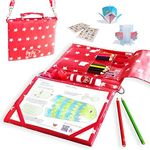 Pipity Kids Activity Sets. Holiday Essentials with Art Set + Activities Books: Arts, Craft, Travel Games + Puzzle Fun. Great Gifts for Girls and Boys Age 6,7,8,9,10 Years Old. Red