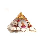 The Cosmic Connect Feng Shui Laxmi Ji Crystal Pyramid Vastu for Home Décor | Natural Gomati Chakra Stone Pyramid for Positive Energy Meditation Multicolour