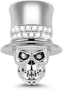 GNOCE Skull with Hat Charm Bead 925 Sterling Silver Skull Women Charm Fit for Bracelet/Necklace Gifts for