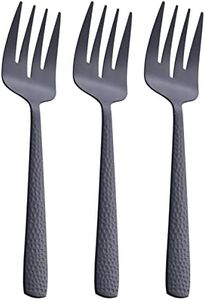 FULLYWARE Matte Black Serving Fork, 9.5-inch Stainless Steel Large Serving Fork, Heavy Duty, Satin Finish, Set of 3