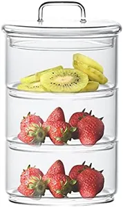 Cicano Glass Storage Jars with Lids,Multi-Tier Stackable Containers Kitchen Food Canisters Sweets Canning Glass Jar 3-Tier
