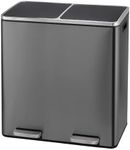 Panana 60L Dual Rubbish Bin,Stainless Steel Double Bucket Trash Can Rubbish Pedal Bin,2 Compartment Step On Kitchen Garbage Recycling Bin 30L+30L Steel Dustbin(Grey,60L)