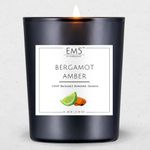 Em5 Wax Bergamot Amber Scented Candle | Home & Aromatherapy | Soothing Aroma Candles | 60 Gm | Burning Time Up To 20 Hours | Smoke Free & Non Toxic | Gift For Him/Her