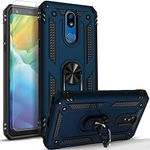 STARSHOP - LG Aristo 4 + Plus Case, LG Tribute Royal Case, Prime 2/Escape Plus/Arena 2/Journey LTE, W/ [Tempered Glass Protector Included] Metal Ring Stand Shockproof Drop Protection Phone Cover-Blue