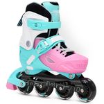 JASPO Sparkle 2.0 Adjustable Inline Roller Skates for Kids & Youth – PU Wheels, ABEC-7 Bearings, Hard Boot, – Aluminium Chassis, 70mm PU 82A Wheels L (23 to 26 cms)
