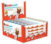 KINDER CHOCOLATE Single Bars, 36 Packs, Individually Wrapped Milk Chocolate Bars (36 x 21g)