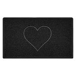 Nicoman Heart Embossed Shape Entrance Door Mat Dirt-Trapper Washable Barrier Doormat Indoor or Outdoor - (Medium, Black, 75 x 44cm)