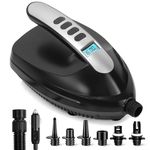 Serene Life Digital Electric Air Pump Compressor - 110W 12 Volt Quick Air Inflator w/LCD, 0-16 Adjustable PSI - for Water Sport Inflatable SUP Stand Up Paddle Board - SereneLife SLPUMP20.5