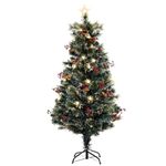 The Frosted LED Pine | Fibre Optic Christmas Tree | 4ft/120cm | Sturdy Metal Stand | Pre-decorated | Christmas Tree World