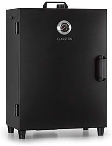 Klarstein Flintstone - Räucherschrank,Räucherofen, Black Stainless Steel, 1600 Watt, regelbarer Thermostat, integriertes Thermometer, 3 Räucherroste, doppelwandige Edelstahltür, grapghitgrau