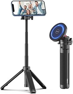 ULANZI Magnetic Cell Phone Tripod Compatible with MagSafe, 17.3" Extendable Mini Tabletop Tripod Selfie Stick with Cold Shoe, 360° Ball Head Tripod Stand Handle Grip for iPhone 14 13 12 Series