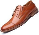 Mens Dress Shoes, Lace Up Plain Toe Leather Oxford Brown 7