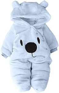 DAY8 Vêtement Bébé Garçon Hiver Chaud Pyjama Bébé Garçon Naissance Pas Cher Combinaison Bébé Fille À Capuche Automne Body Nouveau Né Fille Manteau Barboteuse Combipilote Chic (3M(0-3 Mois), Bleu)