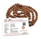 rocksmins Natural Original 5 Panch Mukhi Rudraksha Jaap Mala with Lab Certificate (108+1 Guaranteed) 8 mm Beads for Pooja Astrology Wearing in Neck/Holding Men Women Boys Girls Protection Meditation