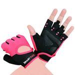 BEAST RAGE Gym Gloves for Men and Women, Breathable Weight Lifting Gloves with Non-Slip Silicon Padded Protection, Ladies Fitness Training Gloves for Workout,Cycling,Fitness Exercises. (PINK, L)