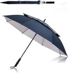 Luxury 60 inch Large Oversized, UV Protection Double Vented Canopy Golf Umbrella | 100% Waterproof, Windproof, Sun-proof | Automatic Open, Extra Strong Reinforced Fibreglass Frame | Men Women Ladies & Gents | Navy