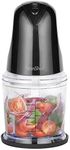 VonShef Mini Chopper 500ml – Electric Food Chopper, Small Food Processor, Vegetable Cutter, Mixer & Dicer, 400W, 2 Speeds, Plastic Bowl & Stainless-Steel Blades, Non-Slip Base – Black