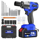 Cordless Impact Wrench,1/2" Brushless Power Impact Gun,2500RPM Electric Wrench, Max Torque 550N.m with 4 Sockets, 12PCS Screwdriver Bits, 4.0Ah Battery & Carry Box for Car Home