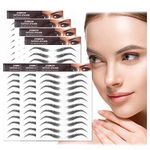 AWAVM 7Sheets/77Pairs 4D Hair-Like Tattoo Stickers Waterproof Natural Fake Eyebrow Stickers,Long Lasting Eyebrow Grooming Shaping Perfect for Women and Girls (Black-10)
