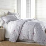 Southshore Fine Living, Inc. Floral Duvet Cover King/California King, Hotel Quality King Size Bedding Set, Easy Care - 1 King/Cal King Duvet Cover, 2 Pillow Shams - Secret Meadow Grey